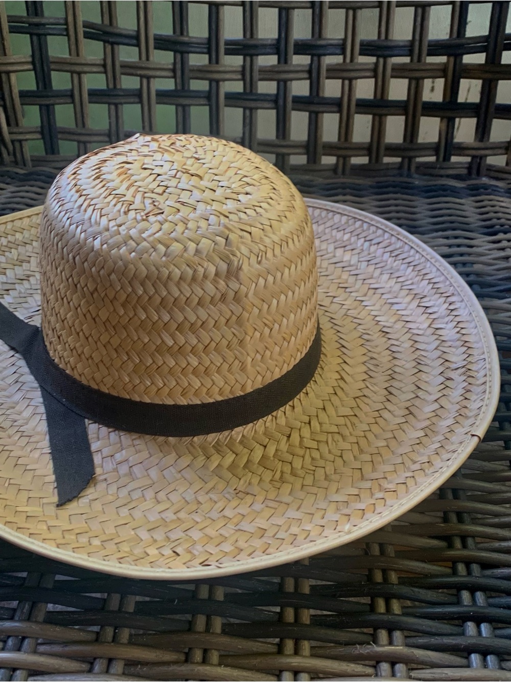 Women's Natural Straw Sun Hat with Black Band